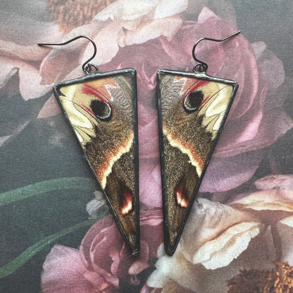 Cecropia Moth Triangle Statement Earrings