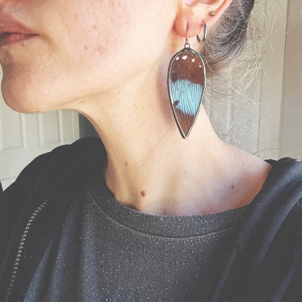 Large Teardrop Morpho Achilles Earrings