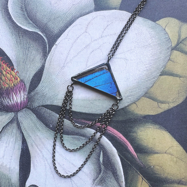 Draping Triangle Morpho Pendant